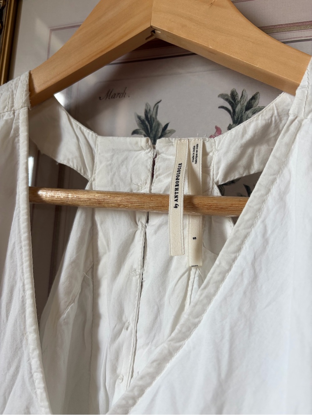 By Anthropologie V-Neck Swing Tunic Dress White Small - Picture 9 of 12